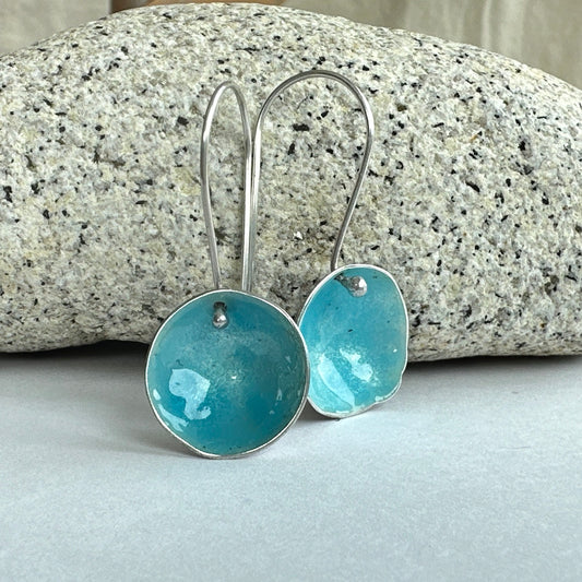 Domed Enameled Earrings.
