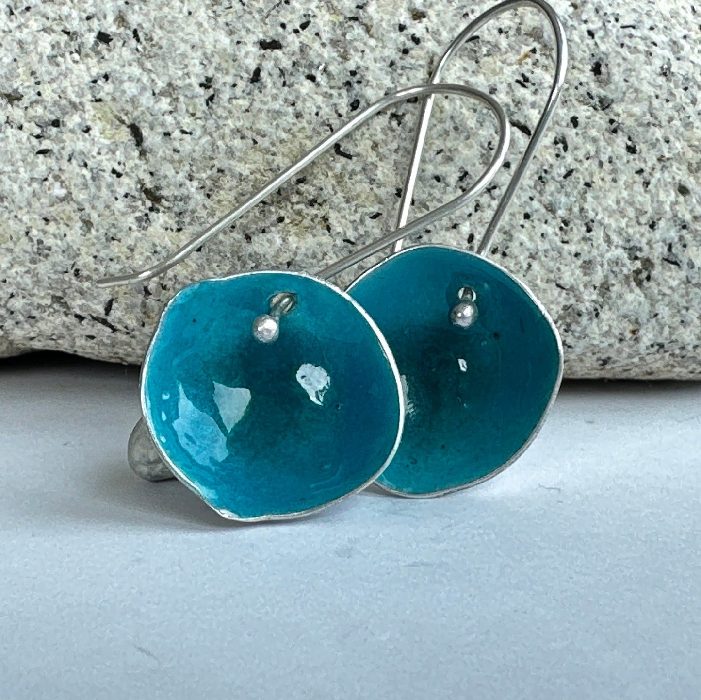 Domed Enameled Earrings.