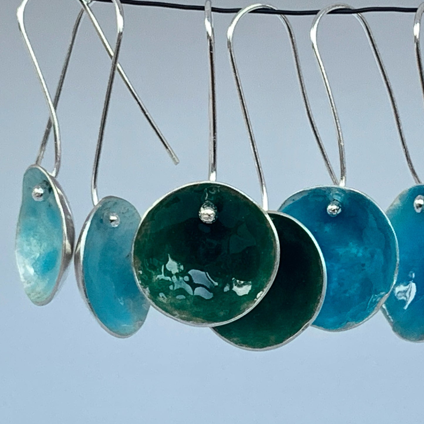 Domed Enameled Earrings.