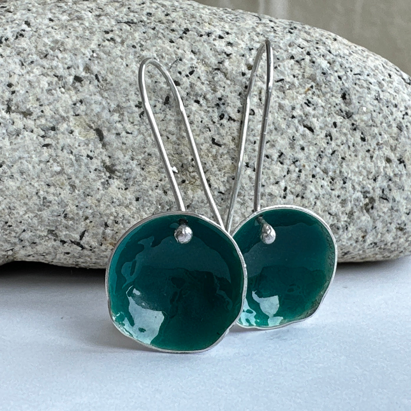 Domed Enameled Earrings.