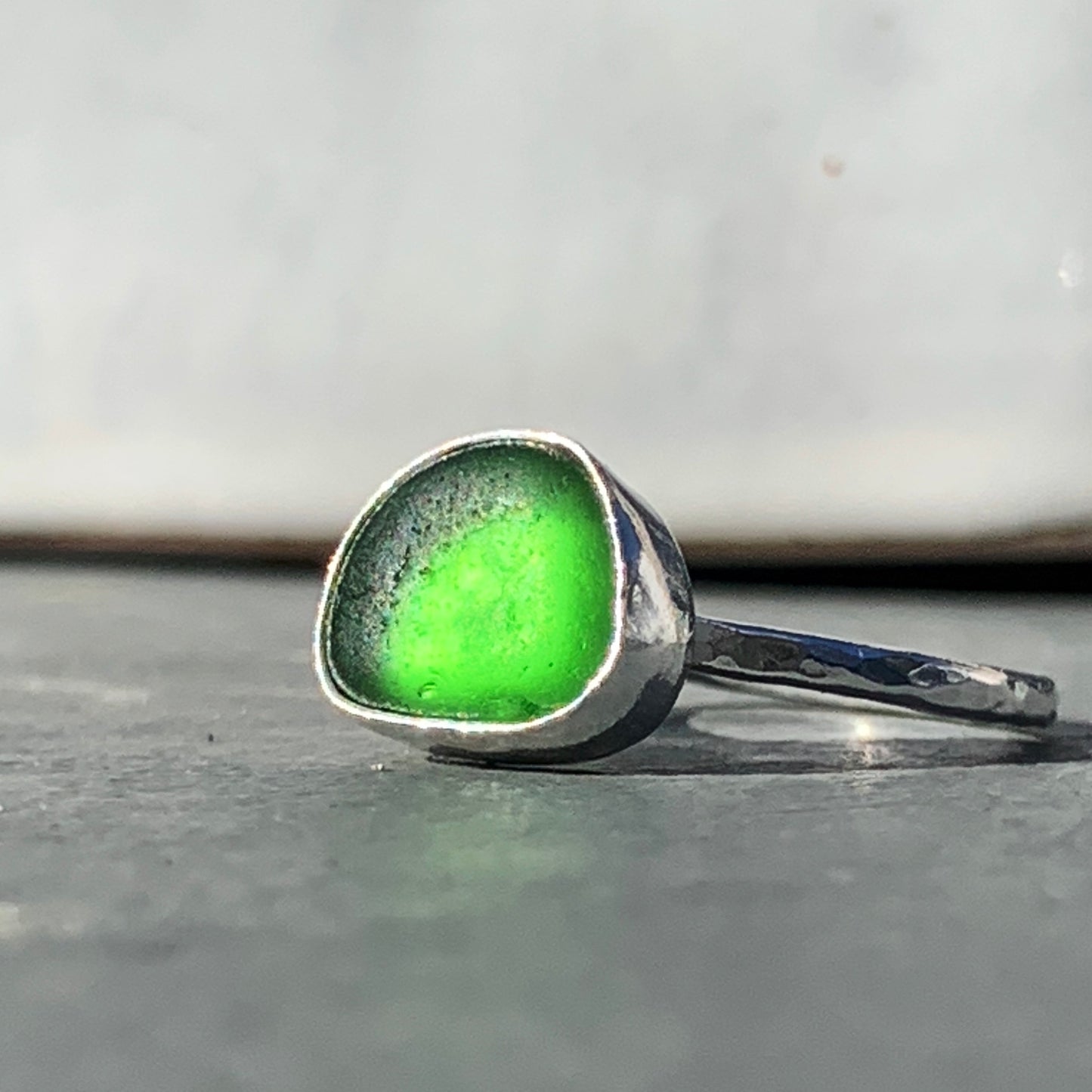 Jade Green Sea Glass Ring