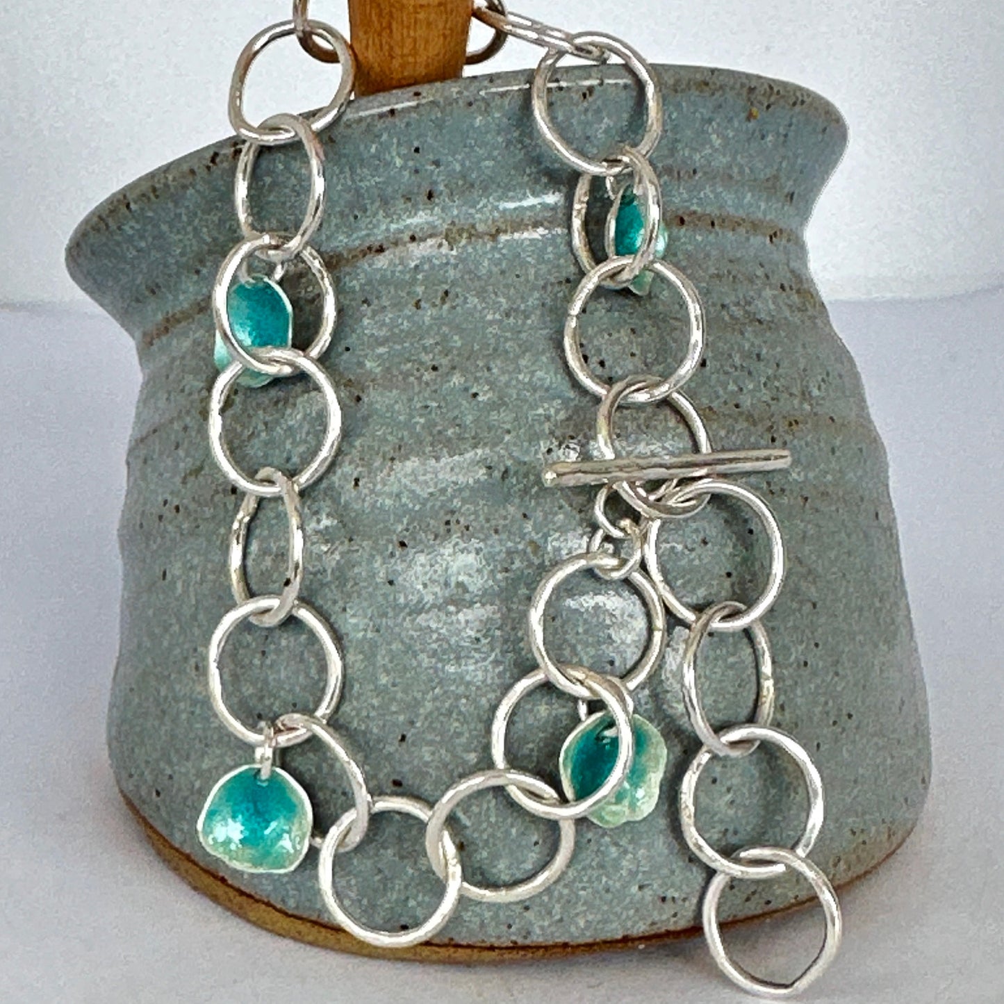 Sea Drop Enameled Chain Bracelet