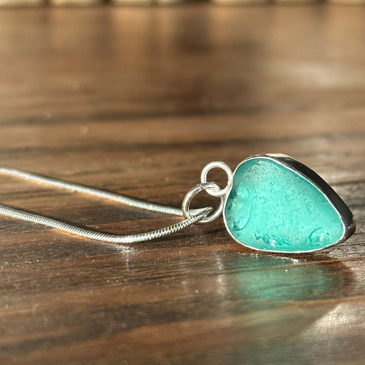 Green-blue Seaglass pendant